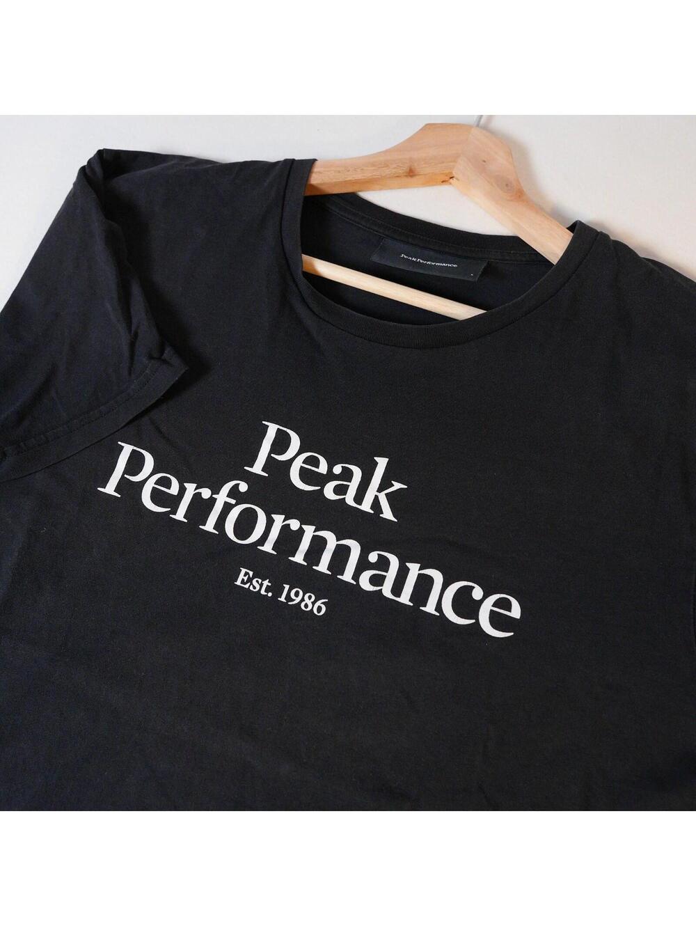 Peak Performance Black Logo T Shirt Men Large Casual Streetwear Basic Tee Preppy